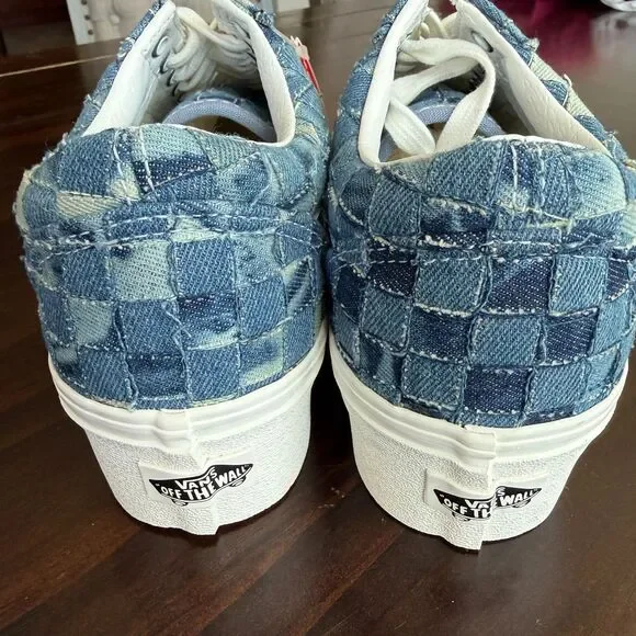 Size 8.5 - Unisex Vans Old Skool Stackform Woven Denim Platform Sneakers Men 7 - Picture 5 of 9